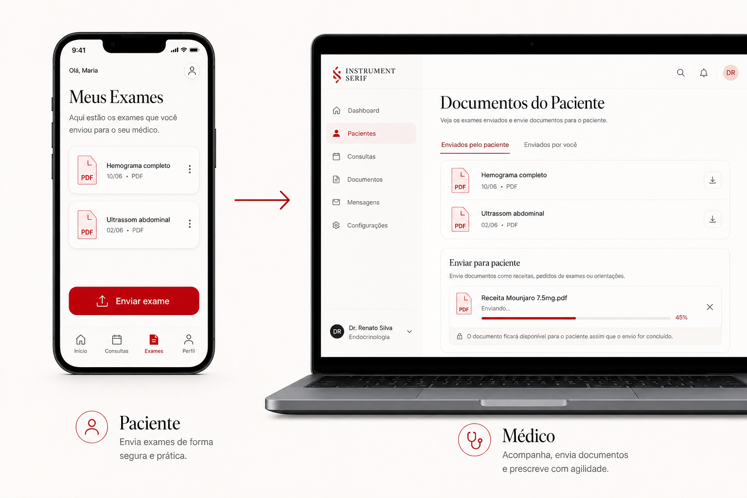 Exames e prescrições, com segurança